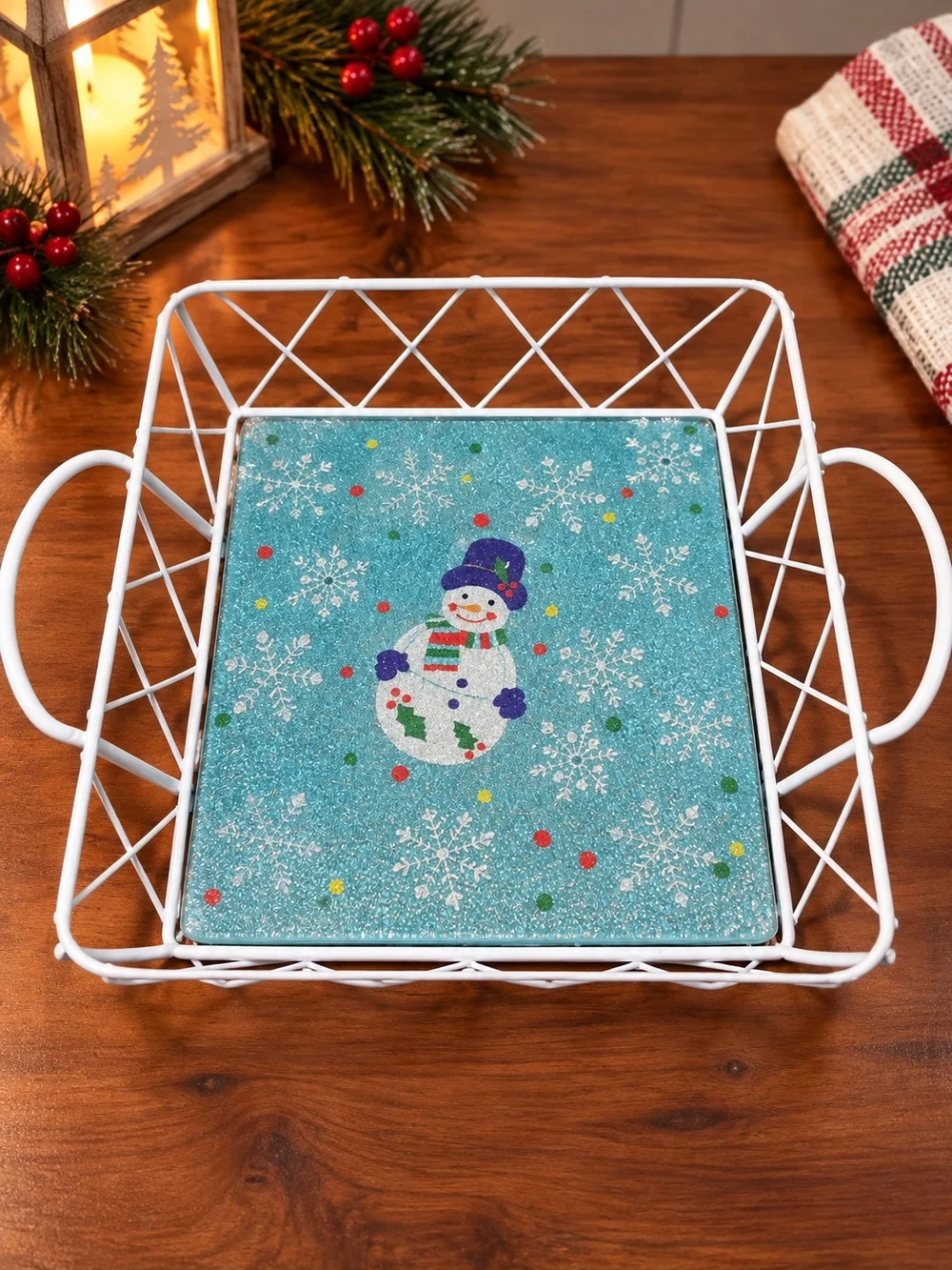 Temp-tations Snowman 2.5 QT Christmas Baker Trivet Wire Rack Holiday Ovenware